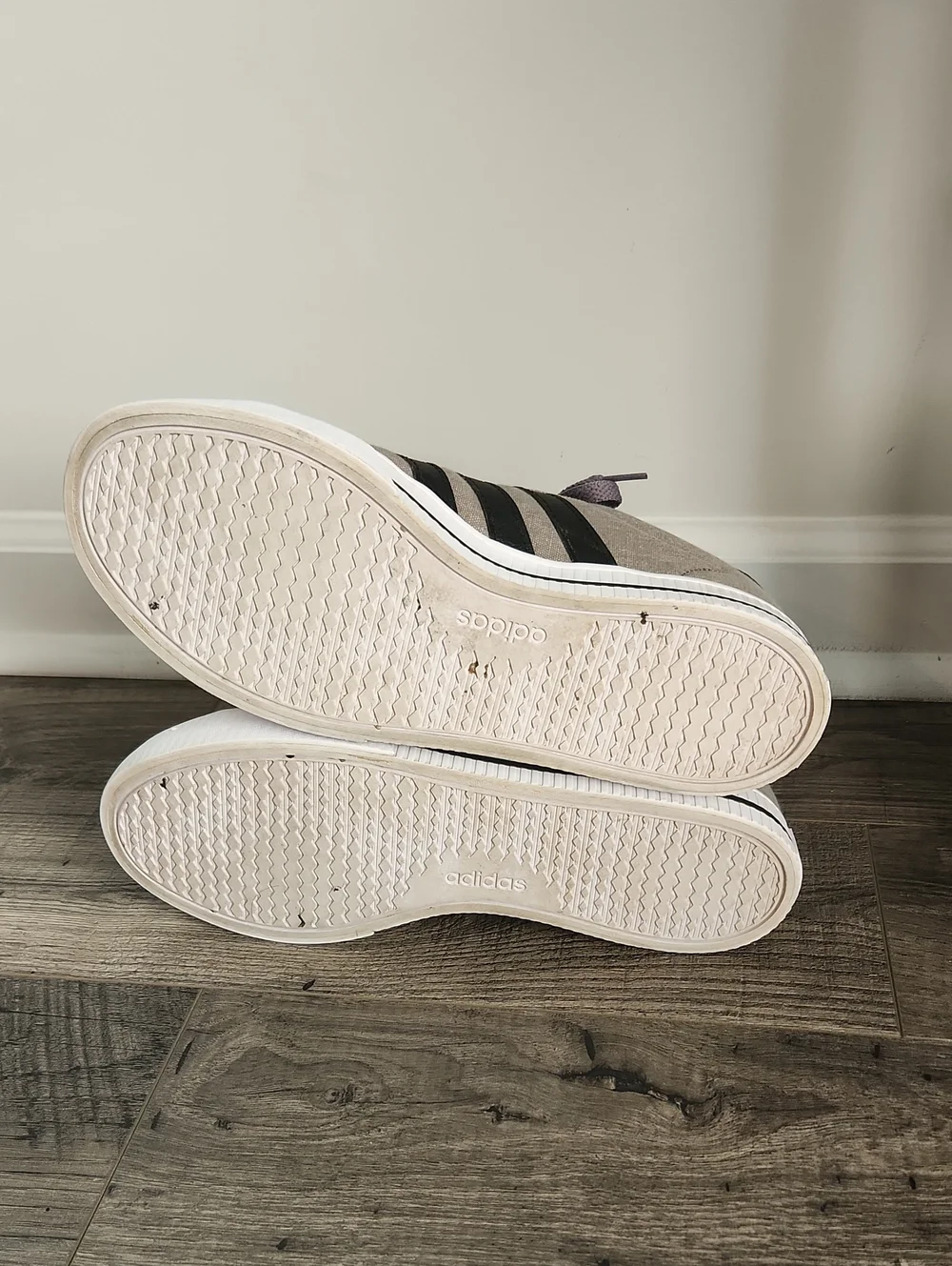 adidas Men’s Gray Canvas Sneakers with Black Stripes